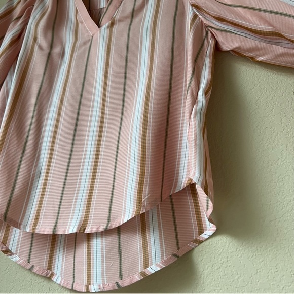 Anthropologie Maeve Byron Striped Balloon Sleeve Blouse X-Small, light pink - Picture 9 of 14